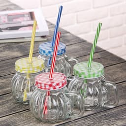 Кружка Доляна «Тыковка», 400 мл, 12.5×10 см, стекло, с крышкой и трубочкой, МИКС