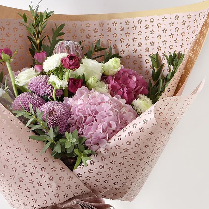 Фетр ламинированный с перфорацией «Цветочки», розовый, 57 см × 5 м