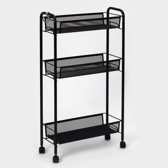 Этажерка на колёсиках «Ладья 1К», 3 яруса, 44×17×75.5 см, чёрная