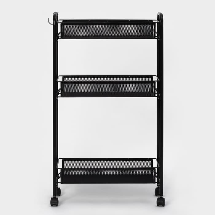 Этажерка на колёсиках «Ладья 1К», 3 яруса, 44×17×75.5 см, чёрная