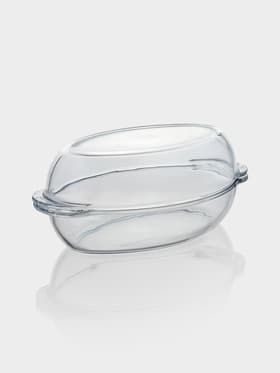 Утятница Paşabahçe Borcam, 2 л, с крышкой-формой, жаропрочное стекло, прозрачная