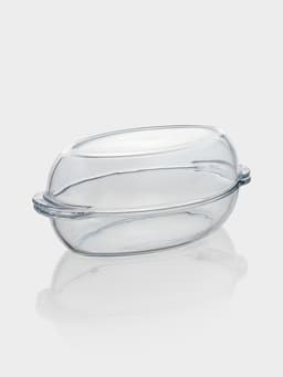 Утятница Paşabahçe Borcam, 2 л, с крышкой-формой, жаропрочное стекло, прозрачная