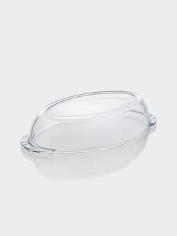 Утятница Paşabahçe Borcam, 2 л, с крышкой-формой, жаропрочное стекло, прозрачная