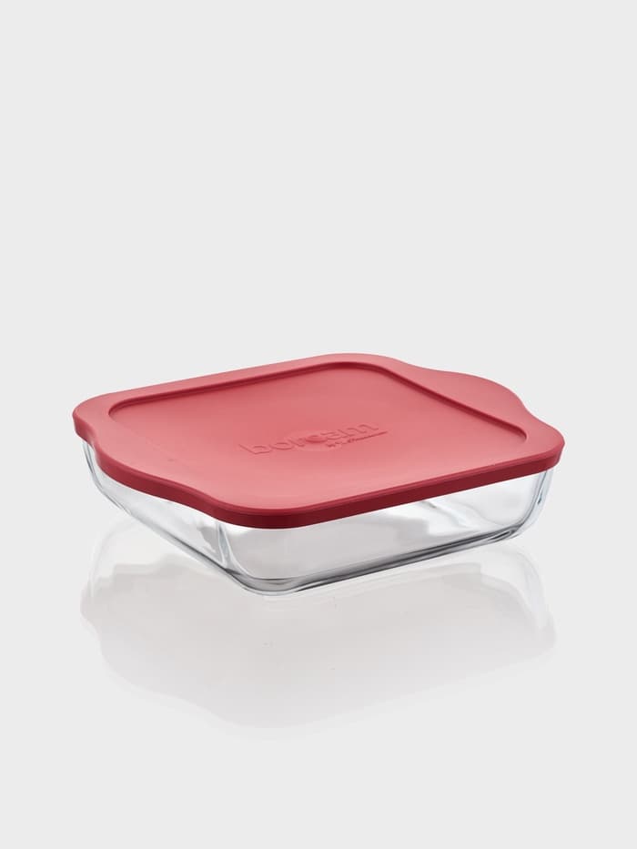 Форма для запекания Paşabahçe Borcam, 2 л, 25.6×22 см, с крышкой, квадратная, жаропрочное стекло, прозрачная