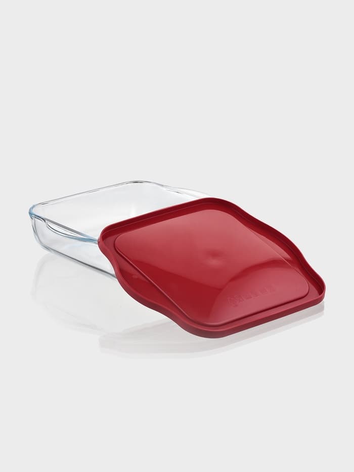 Форма для запекания Paşabahçe Borcam, 2 л, 25.6×22 см, с крышкой, квадратная, жаропрочное стекло, прозрачная