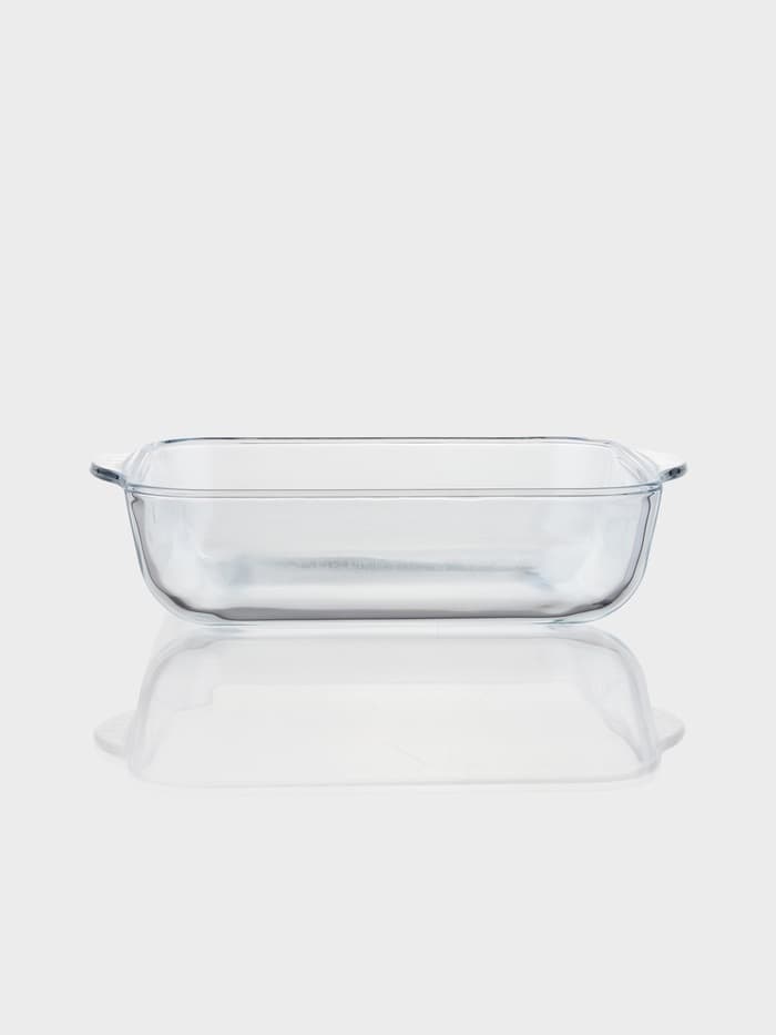 Форма для запекания Paşabahçe Borcam, 2 л, 25.6×22 см, с крышкой, квадратная, жаропрочное стекло, прозрачная