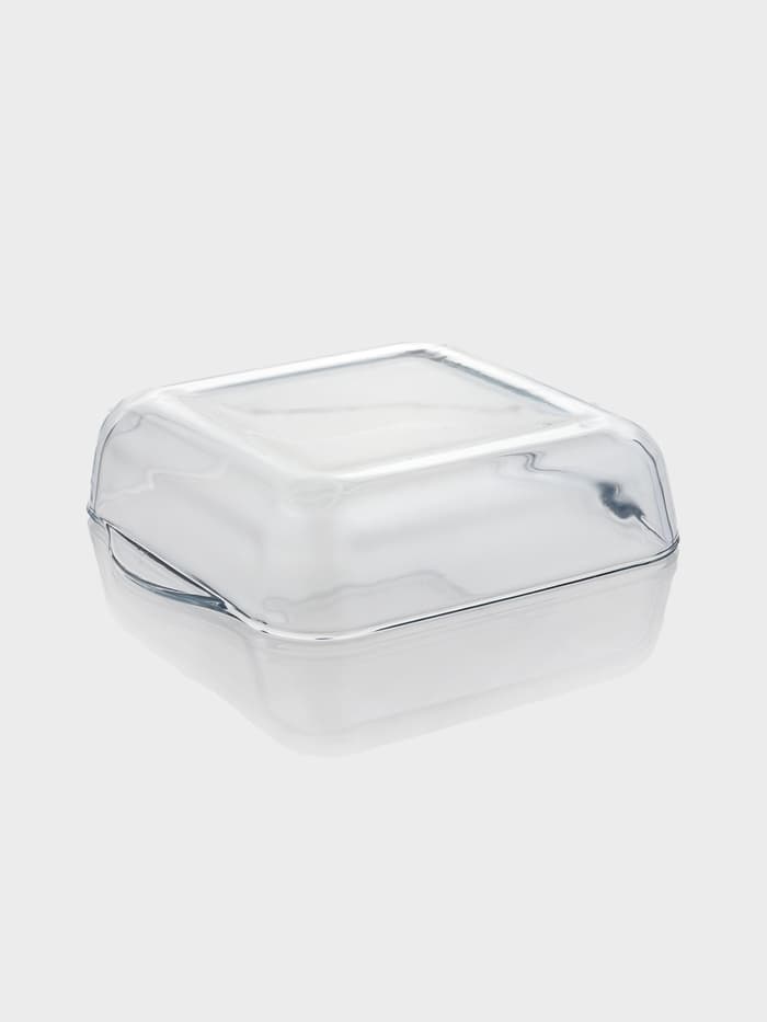 Форма для запекания Paşabahçe Borcam, 2 л, 25.6×22 см, с крышкой, квадратная, жаропрочное стекло, прозрачная