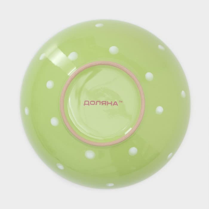 Тарелки Доляна «Зелёный горох», 18 предметов: 6 тарелок d=19 см, 6 тарелок d=27 см, 6 мисок d=19 см, керамика, зелёные