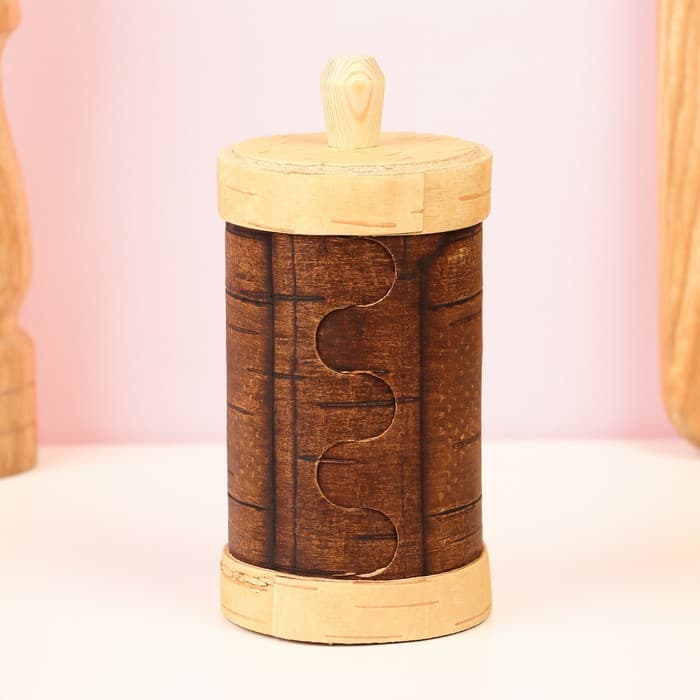 Туес для специй «Соль», 6×6×12 см, береста