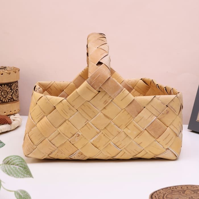 Корзинка плетёная «Алёнка», плетеная, 22×16×10/22 см, береста