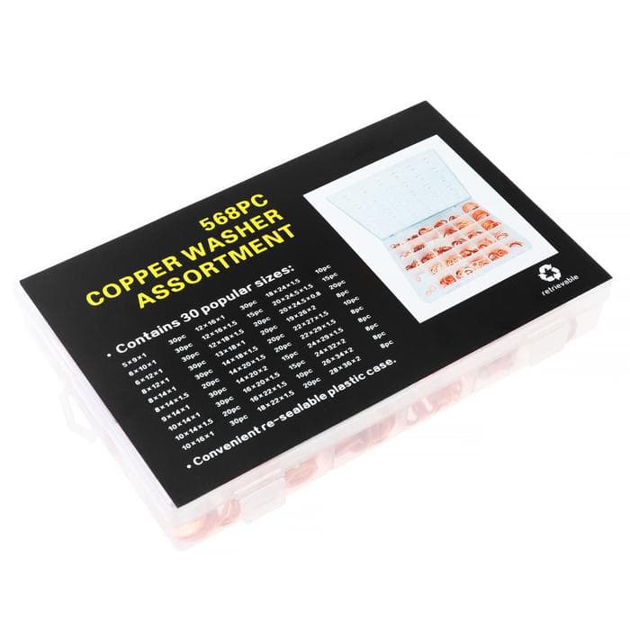 Набор медных прокладок, 30 размеров, 568 шт.
