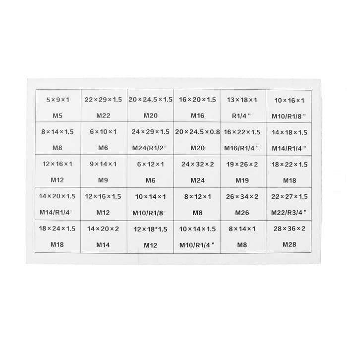 Набор медных прокладок, 30 размеров, 568 шт.