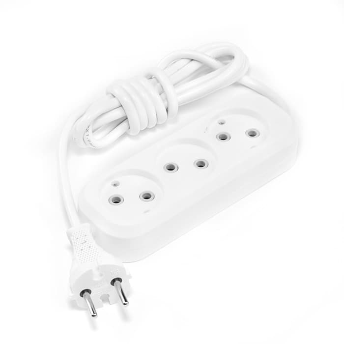 Удлинитель сетевой Smartbuy, 3 розетки, 2 м, 2200 Вт, ПВС 2×1 мм2, 10 А, без заземления, белый