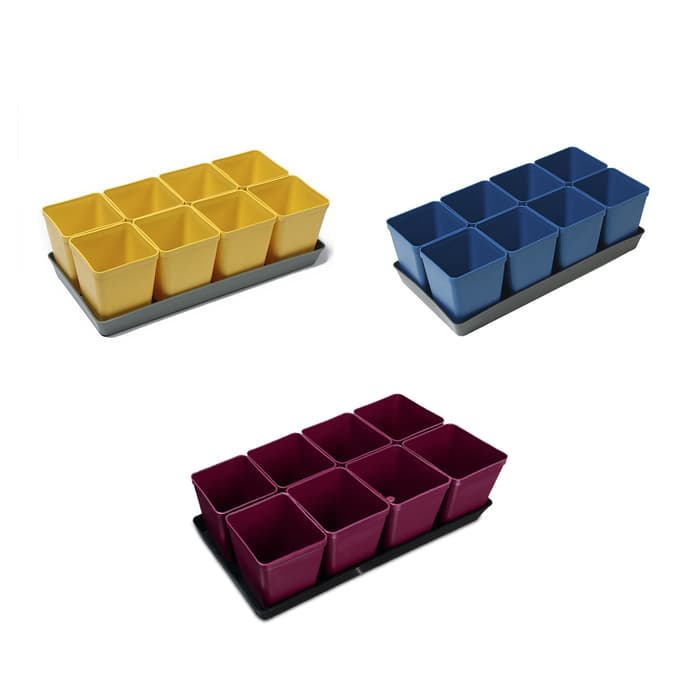 Набор для рассады: стаканы по 600 мл (8 шт.), поддон 36×18 см, цвет МИКС, Greengo