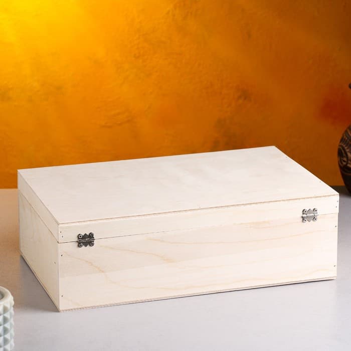 Подарочный ящик, 34×21.5×10.5 см, деревянный, с закрывающейся крышкой