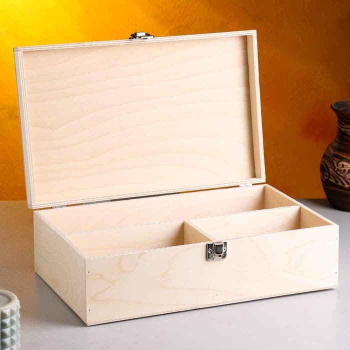 Подарочный ящик, 34×21.5×10.5 см, деревянный, с закрывающейся крышкой