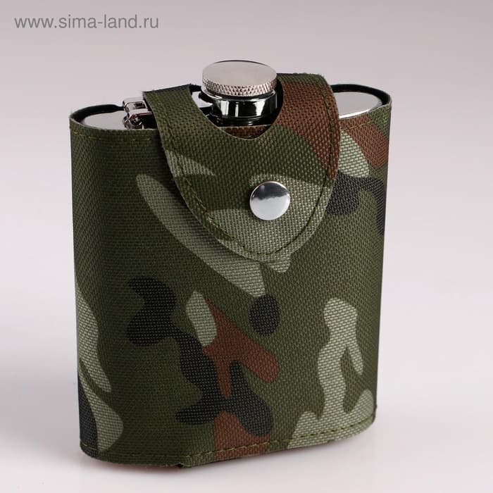 Фляжка Мастер К «Майор», 210 мл, в чехле, подарочная, армейская, 7 oz, нержавеющая сталь, зелёная