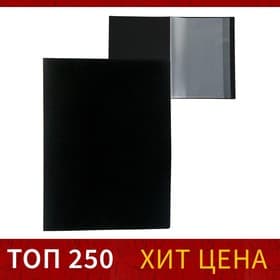 Папка с 10 вкладышами А4, 500 мкм, Calligrata, текстура «песок», чёрная