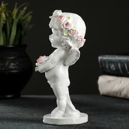 Фигурка гипс «Ангелочек с розочкой», 15×7.5×7.5 см