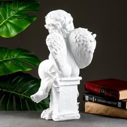 Фигура гипс «Ангелочек с чашей», белый, 20×23×39 см