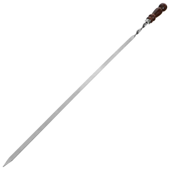 Шампур с деревянной ручкой, рабочая длина - 60 см, ширина - 12 мм, толщина - 2.5 мм