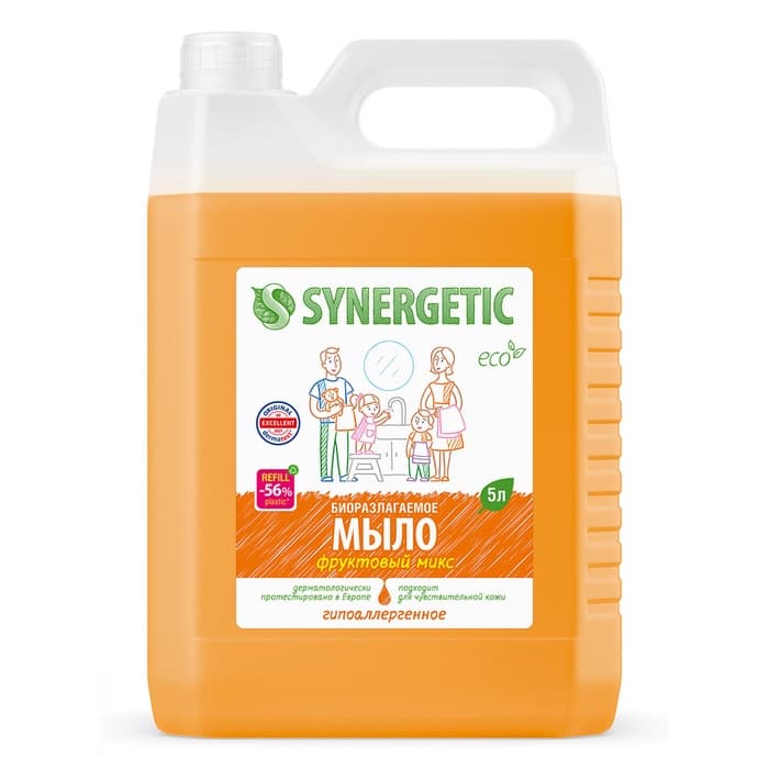 Жидкое мыло Synergetic Фруктовый микс, 5 л
