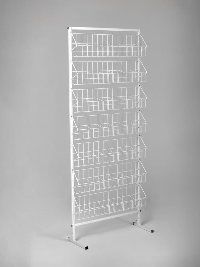 Стойка для семян 7 корзин, 60×25×160 см, размер кармана 10×7×7.5, белая
