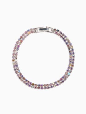 Браслет со стразами «Лёд. Элегантность», L=18 см, 2 ряда, радужный в серебре