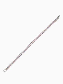 Браслет со стразами «Лёд. Элегантность», L=18 см, 2 ряда, радужный в серебре