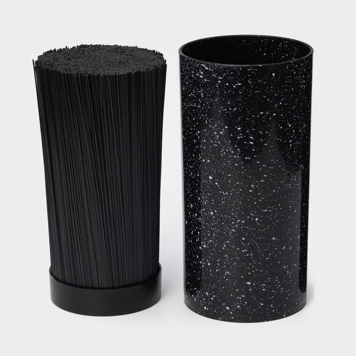 Подставка для ножей с наполнителем «Чёрный гранит», 22×11 см, чёрная