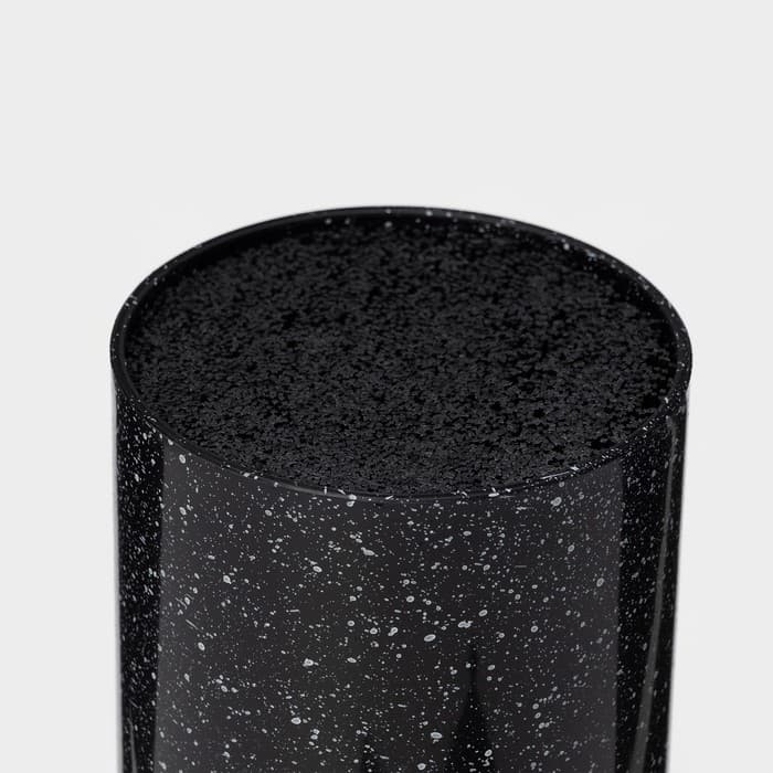 Подставка для ножей с наполнителем «Чёрный гранит», 22×11 см, чёрная