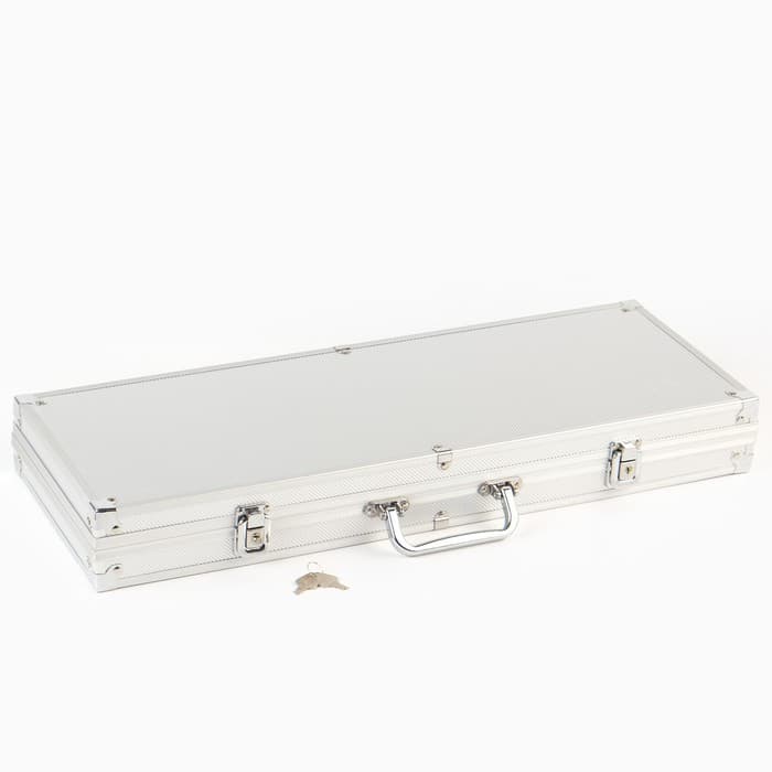 Покер в металлическом кейсе (2 колоды, фишки 500 шт. с/номиналом, 5 кубиков), 20.5×56 см