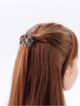 Крабик для волос «Ночной бриз», узоры, 4.5 см, серебристый