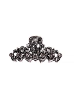 Крабик для волос «Ночной бриз», узоры, 4.5 см, серебристый