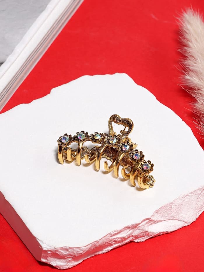 Крабик для волос «Каспиан», цветочки, 5 см, золотистый