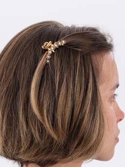 Крабик для волос «Каспиан», цветочки, 5 см, золотистый