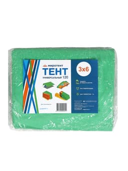 Тент защитный, 6×3 м, плотность 120 г/м², УФ, люверсы шаг 1 м, зелёный/серебристый