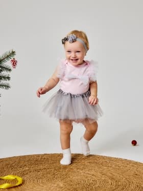 Набор для фотосессии (юбка, повязка) «Крошка Я. Цветочек», 3-18 мес, серый