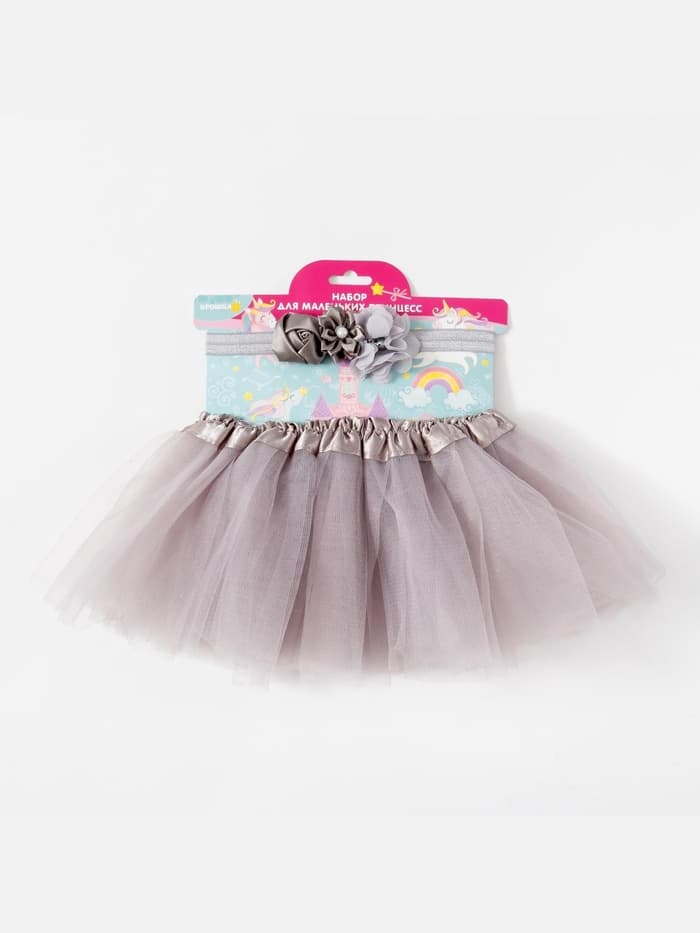 Набор для фотосессии (юбка, повязка) «Крошка Я. Цветочек», 3-18 мес, серый