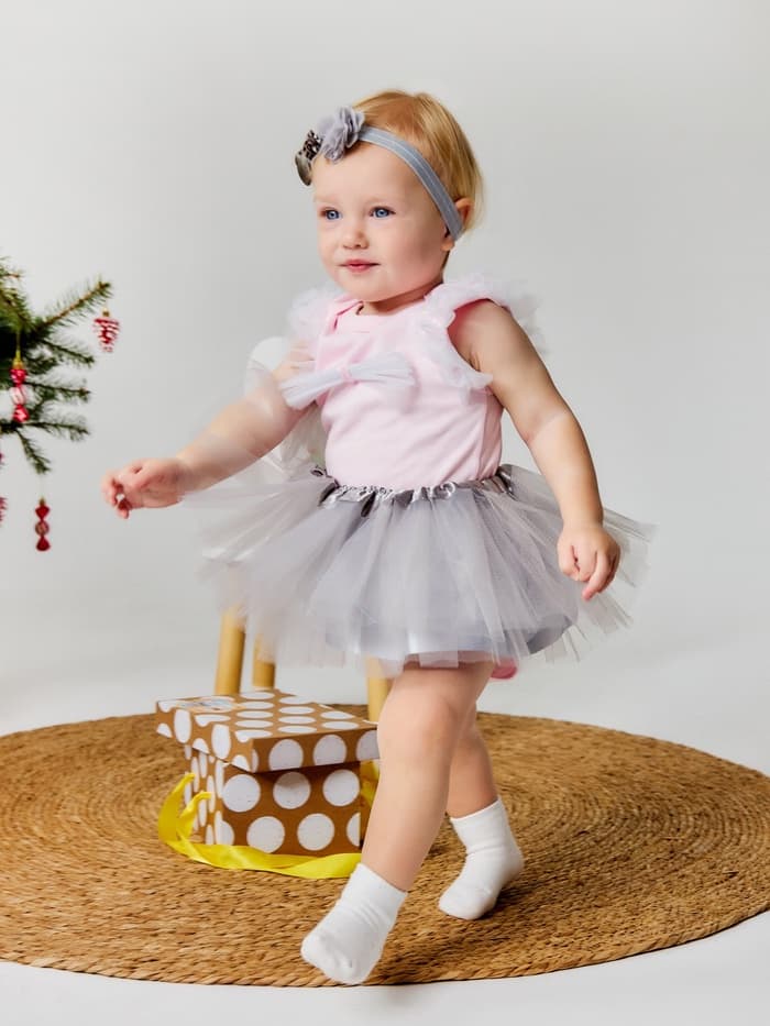 Набор для фотосессии (юбка, повязка) «Крошка Я. Цветочек», 3-18 мес, серый