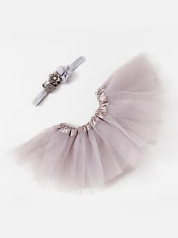 Набор для фотосессии (юбка, повязка) «Крошка Я. Цветочек», 3-18 мес, серый