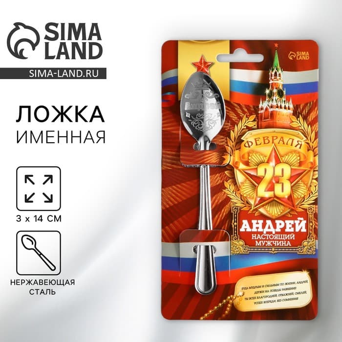 Ложка чайная именная «Андрей», 3×14 см