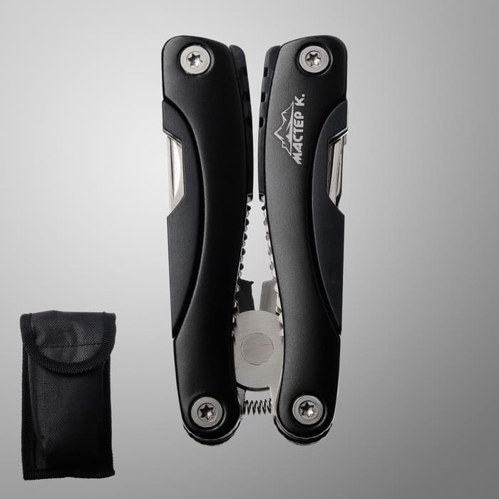 Мультитул 9в1 в чехле, рукоять черная, 9×3.5×2.5 см