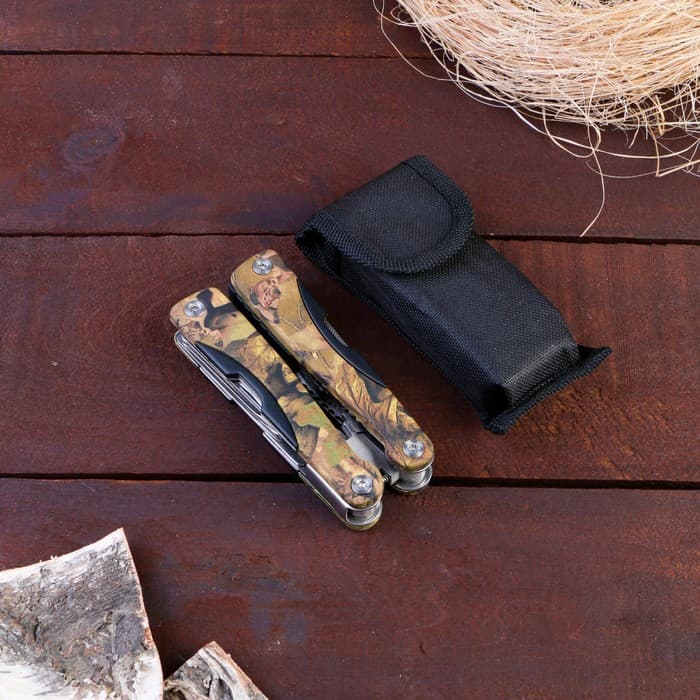 Мультитул 9в1, в чехле, рукоять хаки