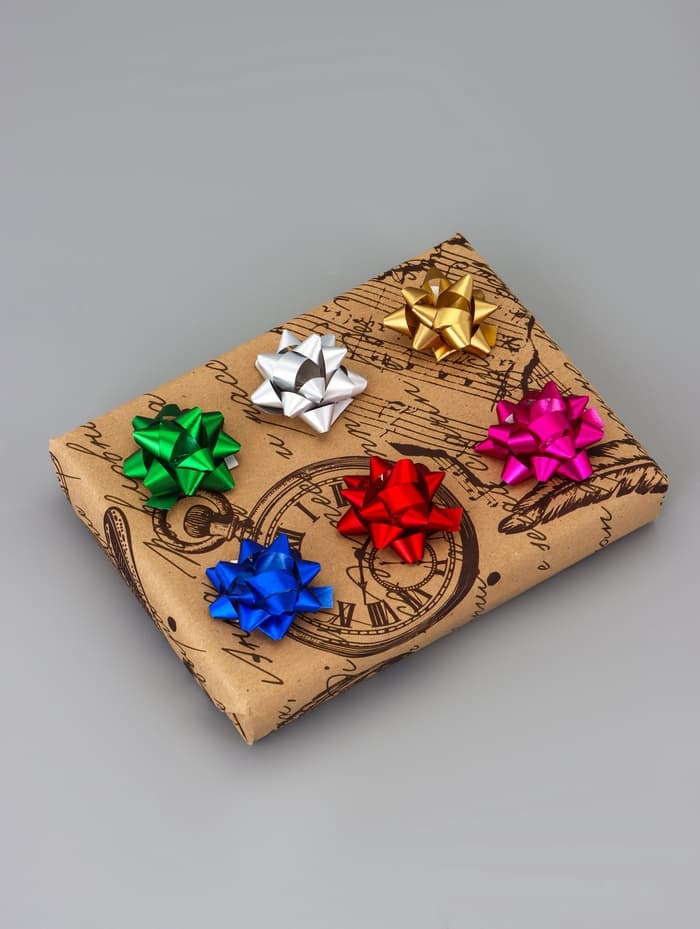 Подарочный Бант - звезда №3.5, простой металлик, для упаковки подарков, МИКС