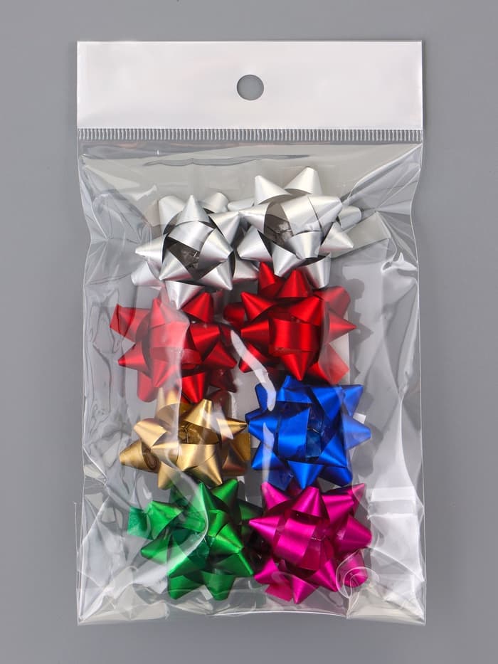 Подарочный Бант - звезда №3.5, простой металлик, для упаковки подарков, МИКС