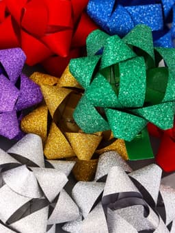 Подарочный Бант - звезда №3.5, с блестками, для упаковки подарков, набор 8 шт., МИКС