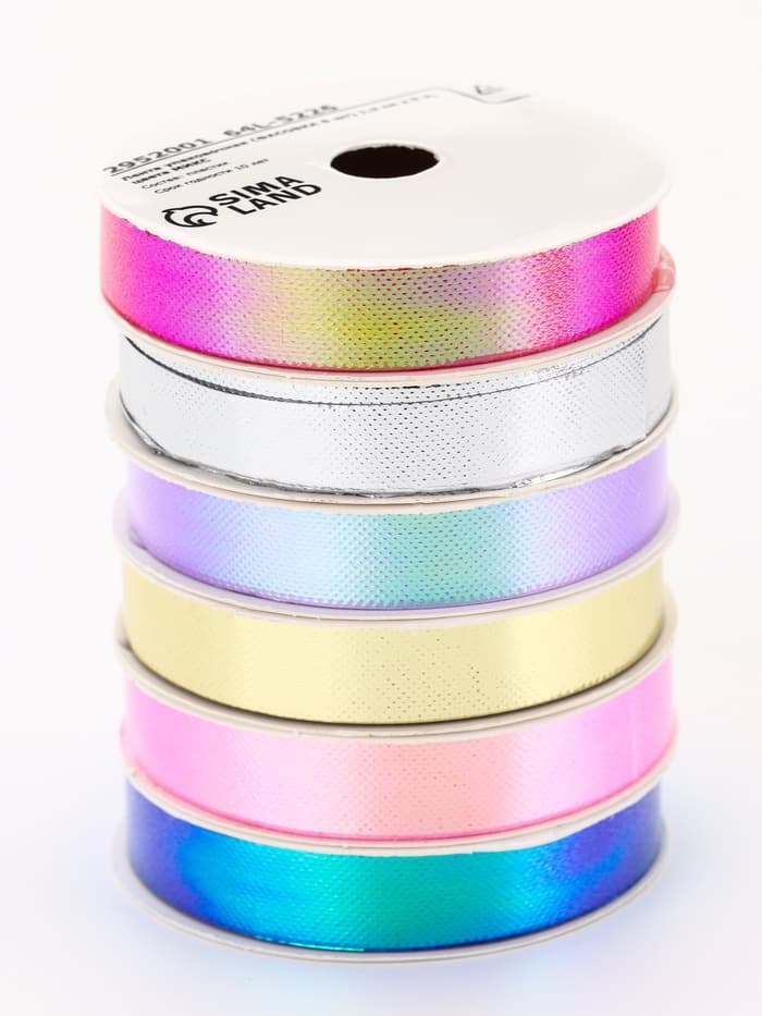 Лента упаковочная для декора и подарков, набор 6 шт., 1.2 см × 5 м