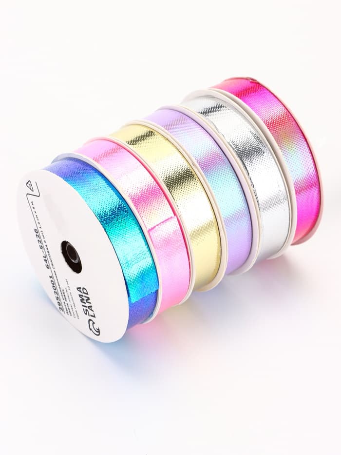 Лента упаковочная для декора и подарков, набор 6 шт., 1.2 см × 5 м