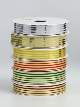 Лента упаковочная для декора и подарков, набор 6 шт., 1.2 см × 5 м